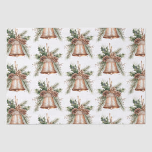 Papel De Seda Dourado Sino de Natal Branco de Bronze