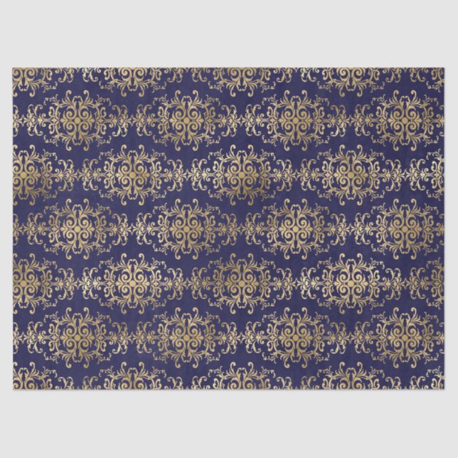 Papel De Seda Dourado trabalho de rolagem em roxo (Frente )