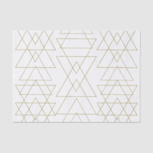 Papel De Seda Dourado Triângulo Glamor Moderno Branco