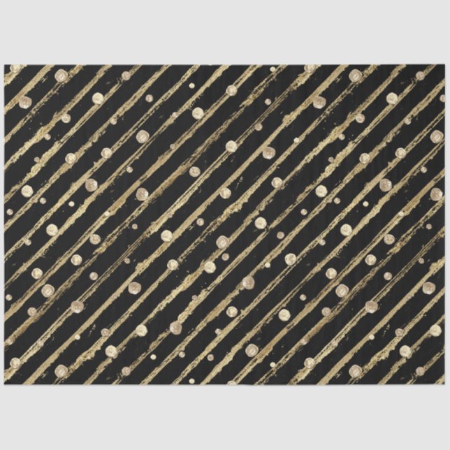 Papel De Seda Dourado Veludo Negro Elegante Pontos de Lixão (Frente )