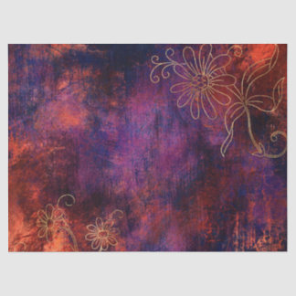 Papel De Seda Dourados contornos Florais na Decoupage Laranja Ro