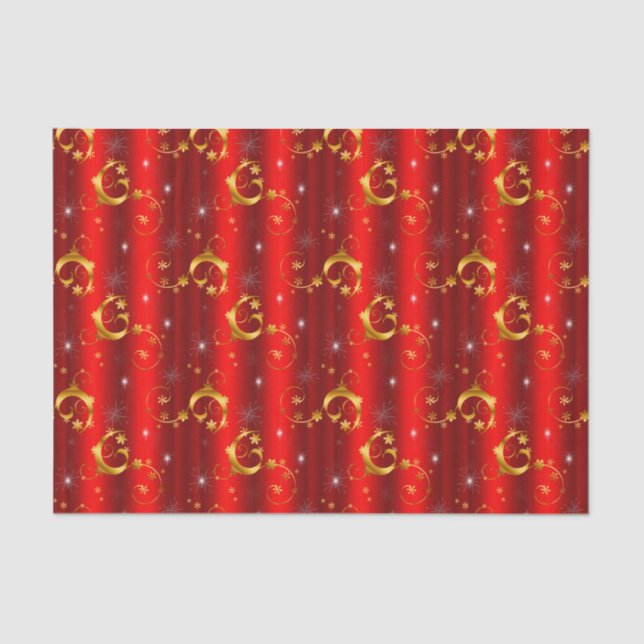 Papel De Seda Dourados picos e estrelas Natal vermelho (Frente )