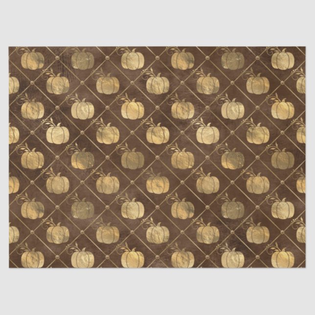 Papel De Seda Dourados Pumpkins e a Decoupage de outono Marrom (Frente )