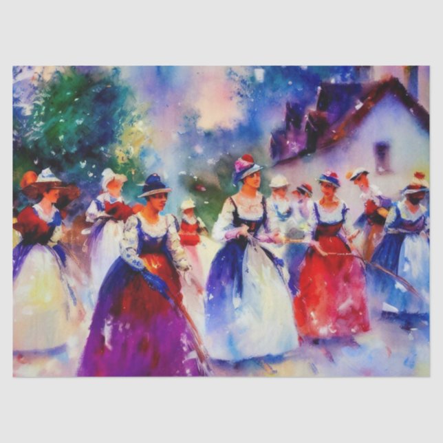 Papel De Seda Doze dias de Natal: Sras A-Milking (D), (Frente )