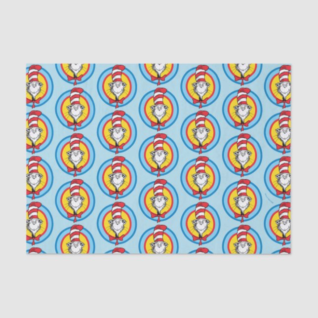 Papel De Seda Dr. Seuss | Gato no Gráfico da Cabeça de Chapéu (Frente )