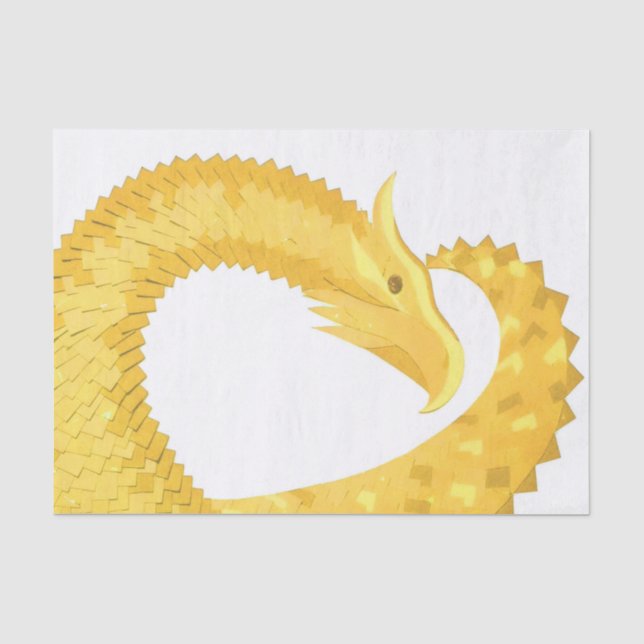 Papel De Seda Dragão amarelo no branco (Frente )