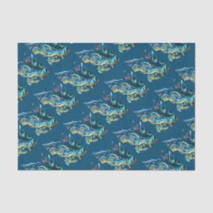 Papel De Seda Dragão Azul