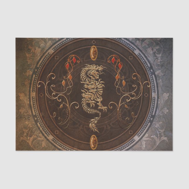 Papel De Seda Dragão chinês dourado (Frente )