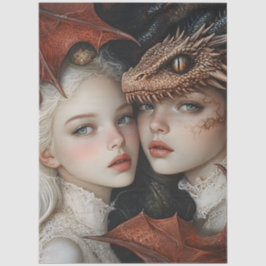 Papel De Seda Dragão da Fantasia Gótica em Ninfas Mítológicas