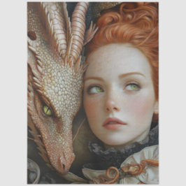 Papel De Seda Dragão da Fantasia Gótica em Ninfas Mítológicas