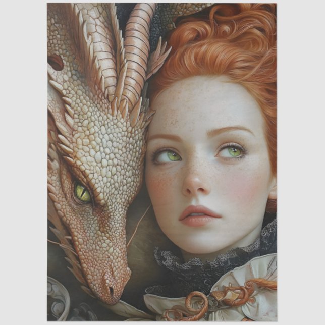 Papel De Seda Dragão da Fantasia Gótica em Ninfas Mítológicas (Frente )