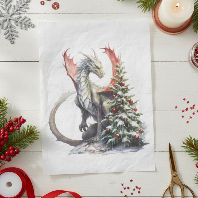 Papel De Seda Dragão de Natal de Aquarela (Criador carregado)