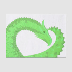 Papel De Seda Dragão do coração do verde limão em branco