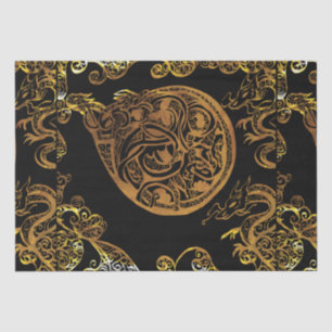 Papel De Seda Dragão Dourado