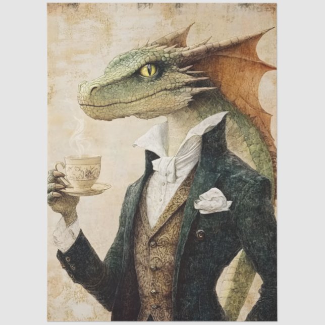 Papel De Seda Dragão Grande da Fantasia Mitológica Whimsical (Frente )