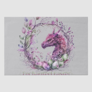 Papel De Seda Dragão Páscoa Encantado de Pastas Verdes Rosa