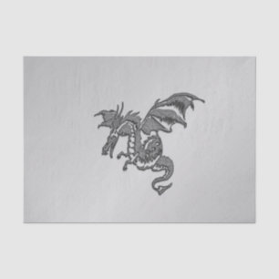 Papel De Seda Dragão prateado