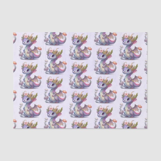 Papel De Seda Dragão Roxo com Coroa Elegante (Frente )