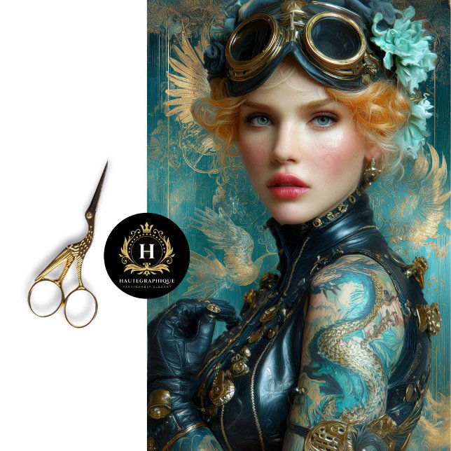 Papel De Seda Dragão Tatto Steampunk Girl Decoupage (Criador carregado)