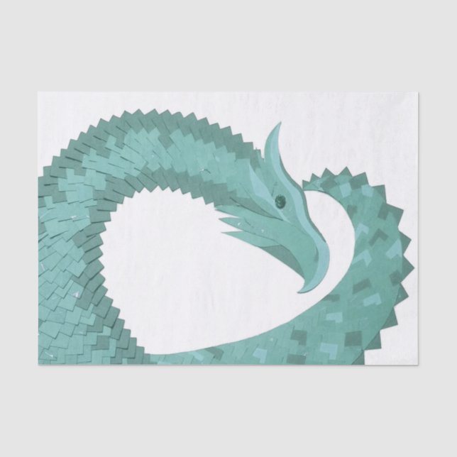 Papel De Seda Dragão verde-sábado em branco (Frente )
