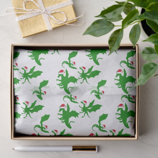 Papel De Seda Dragões de Natal no Feriado do Chapéu Santa (Presente)