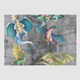 Papel De Seda Dragões em um canto