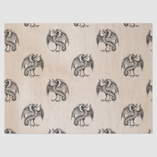 Papel De Seda Dragões Pretos na Desnutação de Tan (Frente )