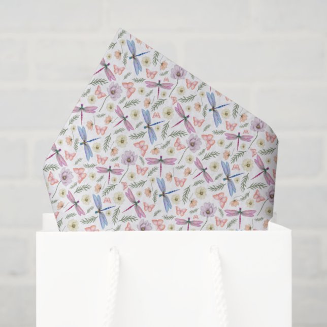 Papel De Seda Dragonflies & Butterflies Tissue Paper (Sacola de presentes)