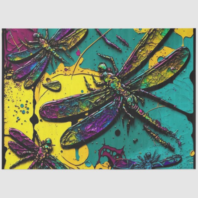 Papel De Seda Dragonflies Grande Bag de presentes (Frente )
