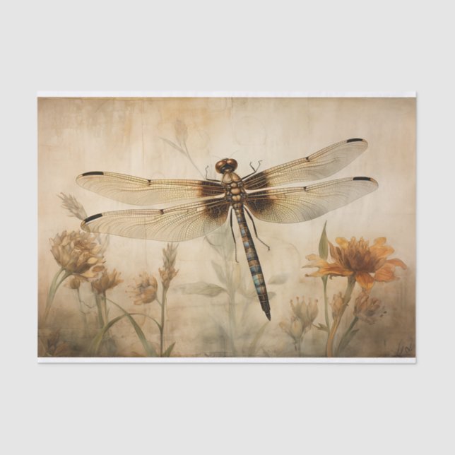 Papel De Seda Dragonfly 3 Decoupage Paper (Frente )