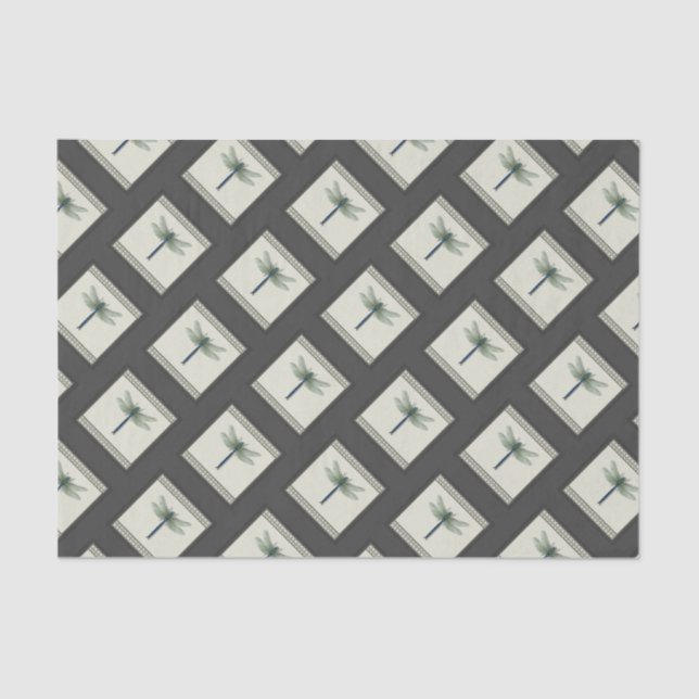 Papel De Seda Dragonfly Azul Elegante (Frente )