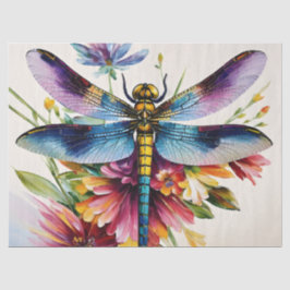 Papel De Seda Dragonfly Floral Multicolor Art