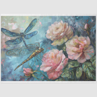 Papel De Seda Dragonfly Floral Pastel Eetal Whimsical