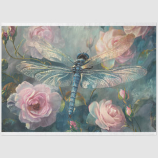 Papel De Seda Dragonfly Floral Pastel Eetal Whimsical