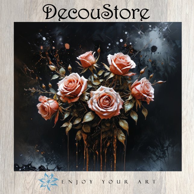 Papel De Seda Dramatic Roses in Bloom Decoupage (Criador carregado)