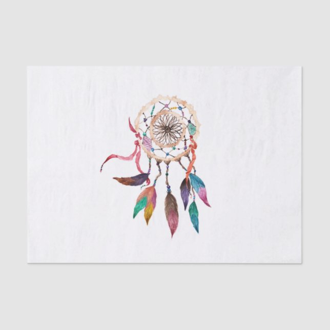 Papel De Seda Dreamcatcher boémio na pintura vibrante da (Frente )