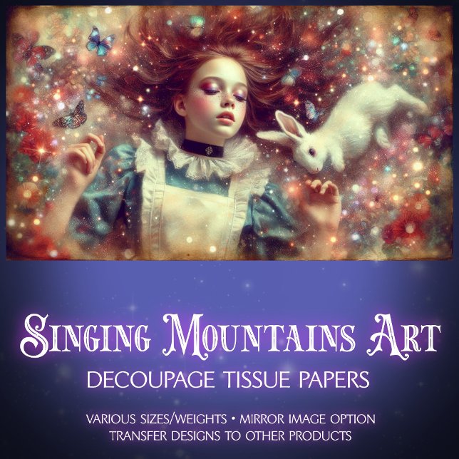 Papel De Seda Dreams In Wonderland Alice Fantasy Art Decoupage (Criador carregado)