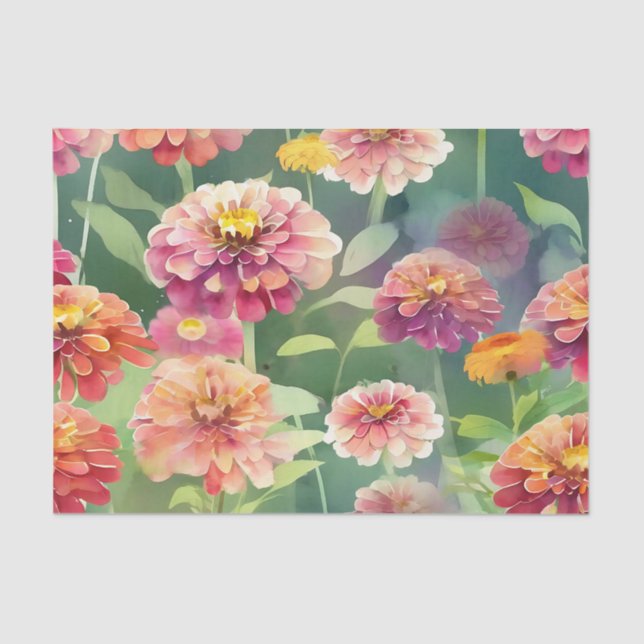 Papel De Seda Dreamy Zinnia Flowers (Frente )