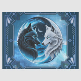 Papel De Seda Duas cabeças majestosas de lobo