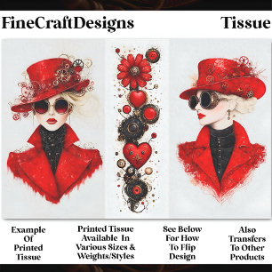 Papel De Seda Duas Mulheres Chic Steampunk Vermelhas em Decoupag