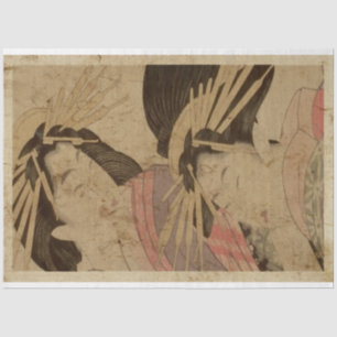 Papel De Seda Duas Mulheres Japonesas Estilo Ukiyo Tradicional