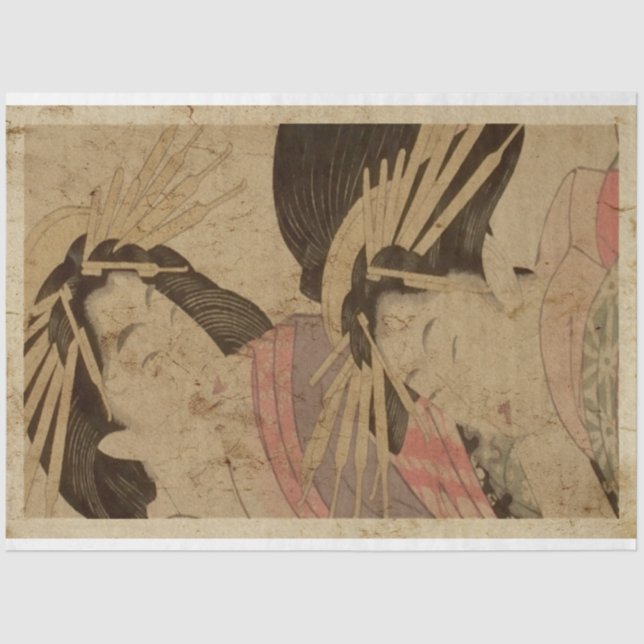 Papel De Seda Duas Mulheres Japonesas Estilo Ukiyo Tradicional (Frente )