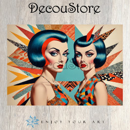 Papel De Seda Duo Retro Glam – Decoupagem de Mulheres da Arte Po