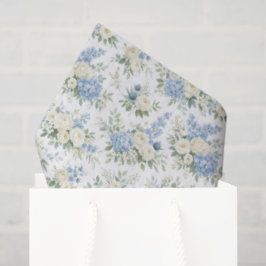 Papel De Seda Dusty Blue Cream Florals Wedding Bridal Shower