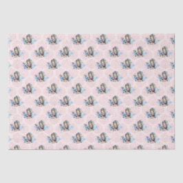 Papel De Seda Dusty Blue e Alice Rosa no Chá de fraldas Maravilh