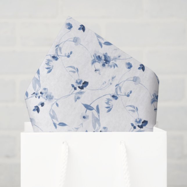 Papel De Seda Dusty Blue Fine Art Floral Gift (Sacola de presentes)
