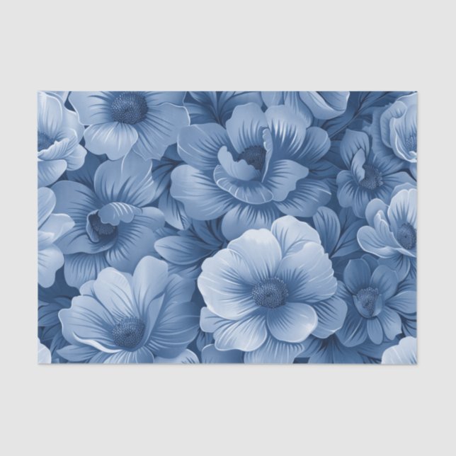 Papel De Seda Dusty Blue Floral (Frente )