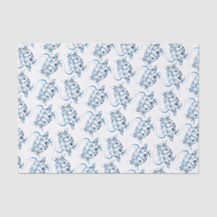 Papel De Seda Dusty Blue Sea Turtle Beachy