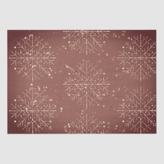 Papel De Seda Dusty Red Snowflakes Livro de Natal (Frente )