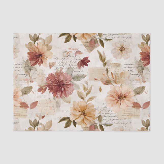 Papel De Seda Dusty Rose Fall Floral (Frente )